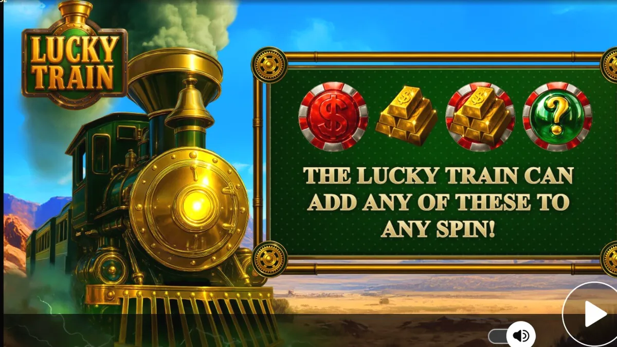 Tampilan antarmuka seluler slot Lucky Train dengan tema steampunk Wild West